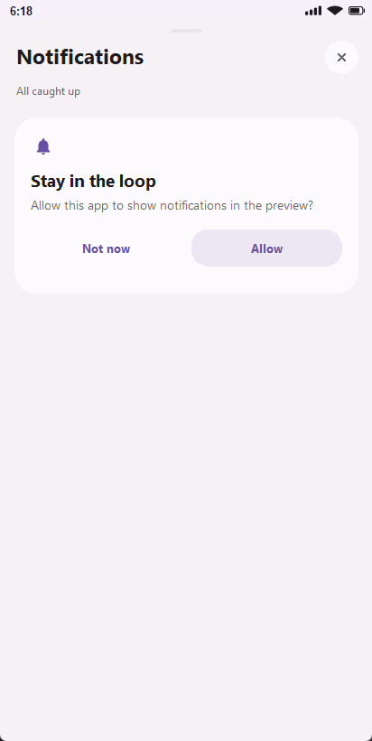 Light simulated permission prompt