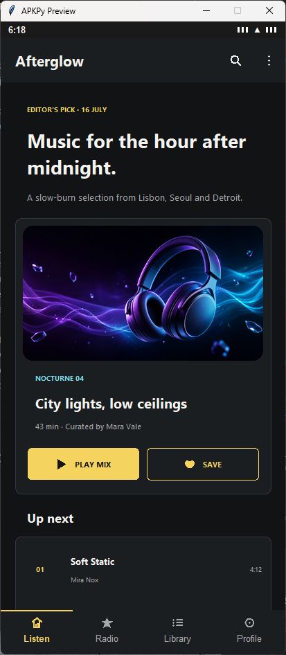 Afterglow music app