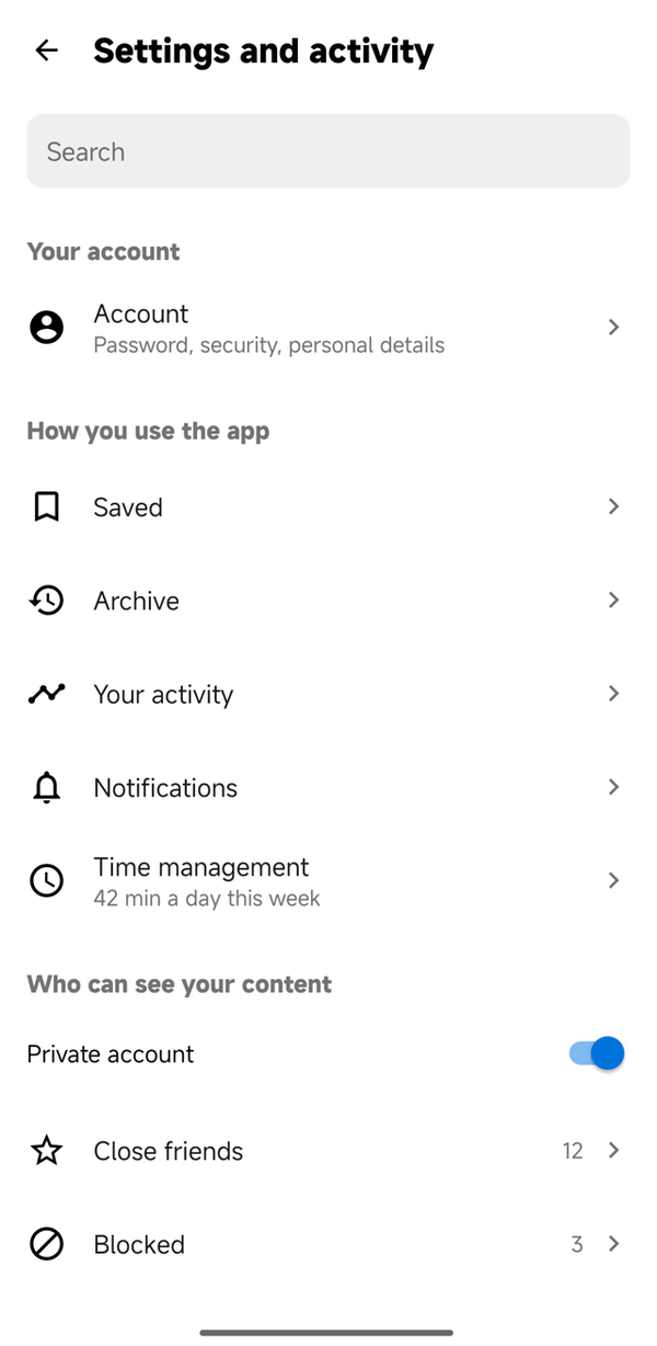 A settings page with rows, section titles and a switch, rebuilt with ApkPy
