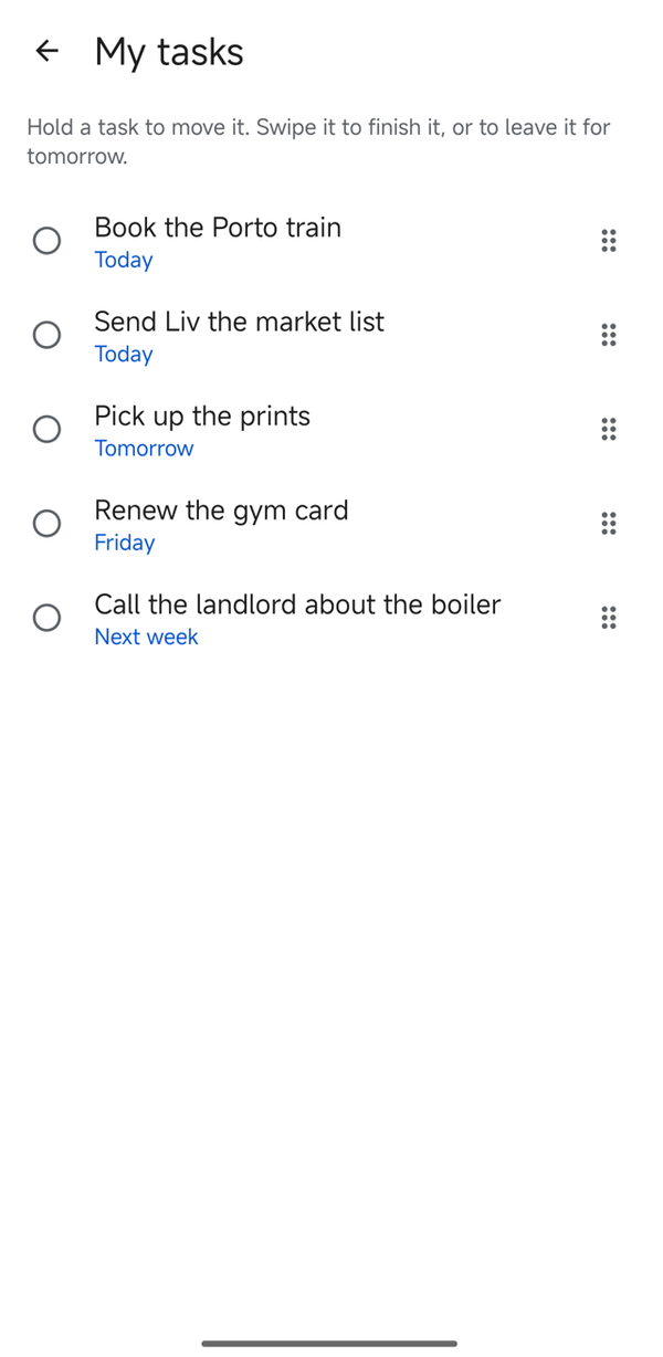 A task list with drag handles, rebuilt with ApkPy